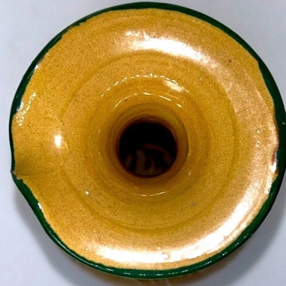 Hand Painted Ceramic‎ Pitcher Vase Rustic Farmhouse Decor Small Jug Tan 5.5